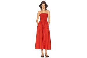 Shirred Bodice Organic Cotton Maxi Dress - Poplin Fit and Flare Dress for OEM