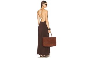Open Back Viscose Maxi Dress - Fully Lined Halter Column Dress for OEM
