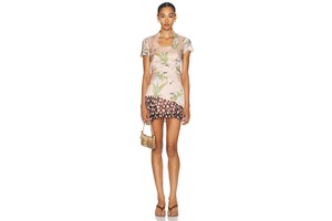 Rae Floral Mini Dress in Stretch Silk Satin with Chiffon Trim - Print Dress for OEM