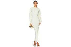 Matte Jersey Open Back Maxi Dress with Draped Shoulder - Evening Dress for OEM