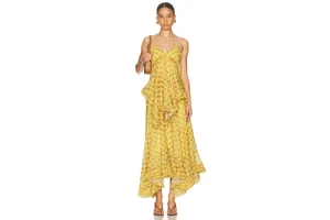 Halter Tiered Ruffle Georgette Dress - Dot Print Maxi Dress with Tie Neck for OEM