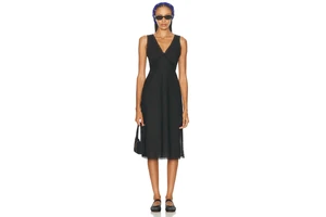 Organic Cotton Voile Slip Dress with Lace Trim - Back Tie Midi Dress for OEM