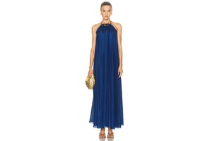 Aster Gathered Silk Halter Maxi - Gathered Waist Maxi for OEM