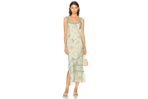 Cecile Ruffle Slip Dress in Silk Viscose - Fully Lined Maxi Dress for OEM