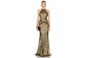 Silk Halter Neck Maxi Gown With Lining - Midweight Silk Evening Dress for OEM