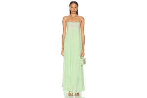 Gypsy Pleated Maxi Dress with Lace Trim - Fully Lined Viscose Dress for OEM