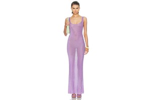 Martina Metallic Fully Fashioned Knit Maxi Dress - Sheer Bodycon Dress for OEM