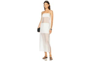 Silk Chiffon Maxi Dress - Semi Sheer Polyamide Silk Dress with Side Zip for OEM