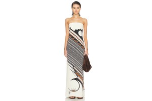 Boned Silk Weft Satin Maxi Dress with Split Hem - Strapless Dress for OEM