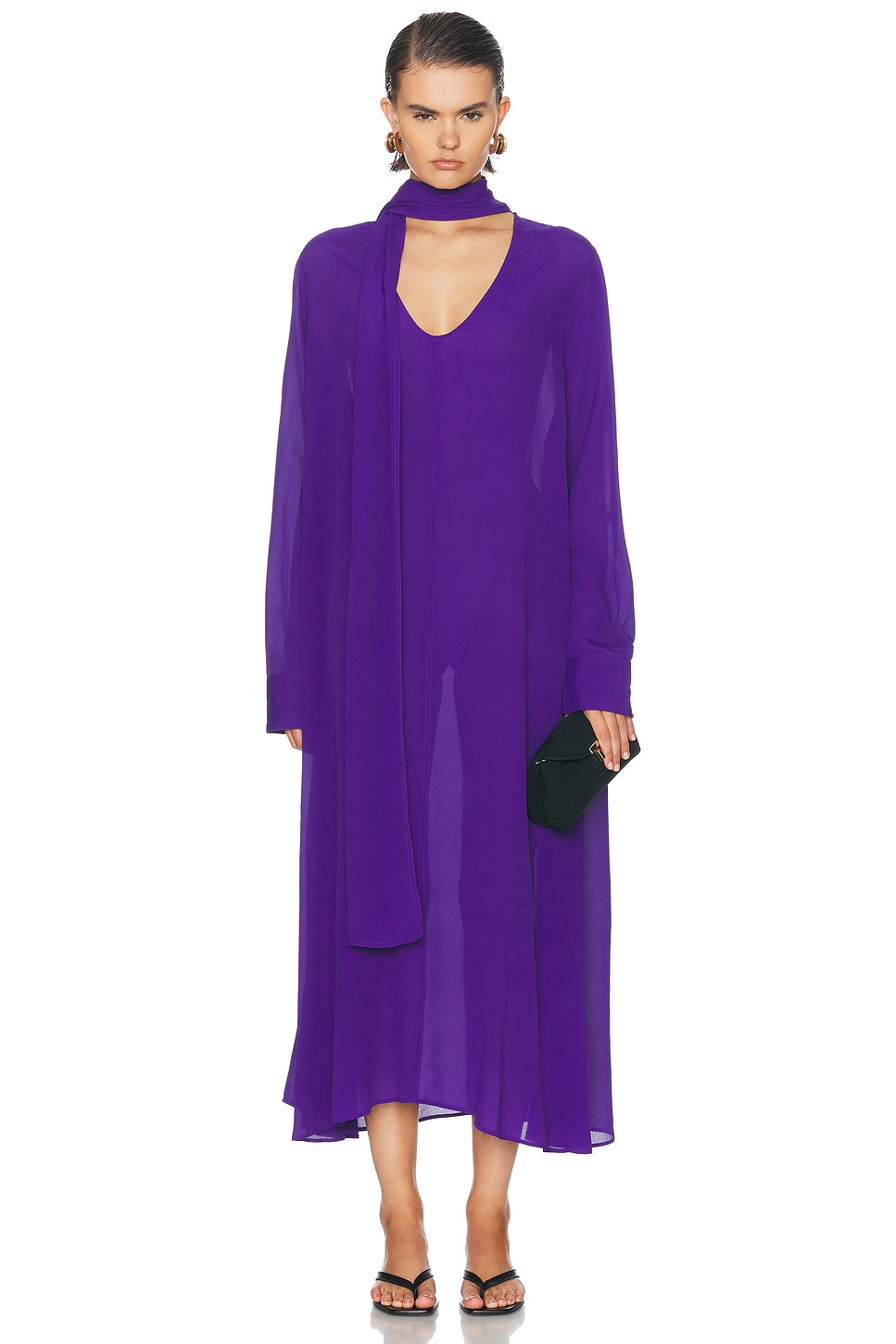 Georgette Maxi Dress with Scarf - Sheer Georgette Maxi for OEM