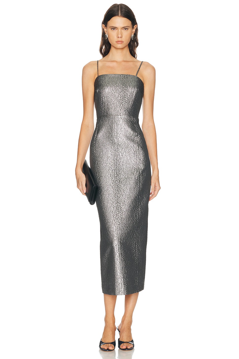 Verdelle Metallic Midi Dress - Metallic Satin Dress for OEM