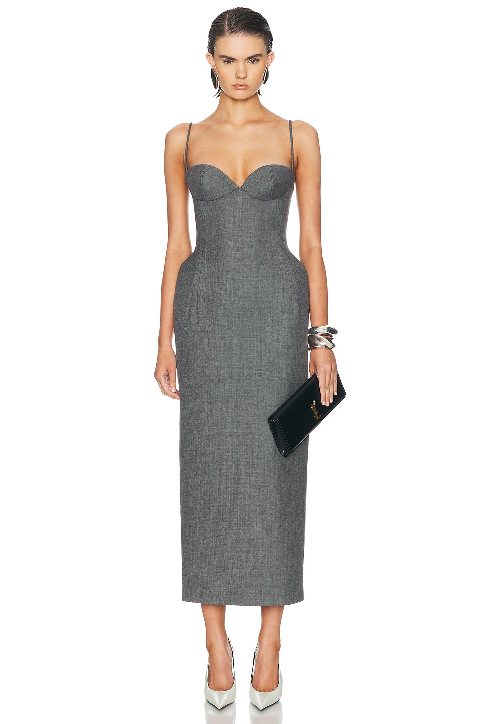 Grey Wool Bustier Dress - Wool Silk Lined Bustier Dress for OEM