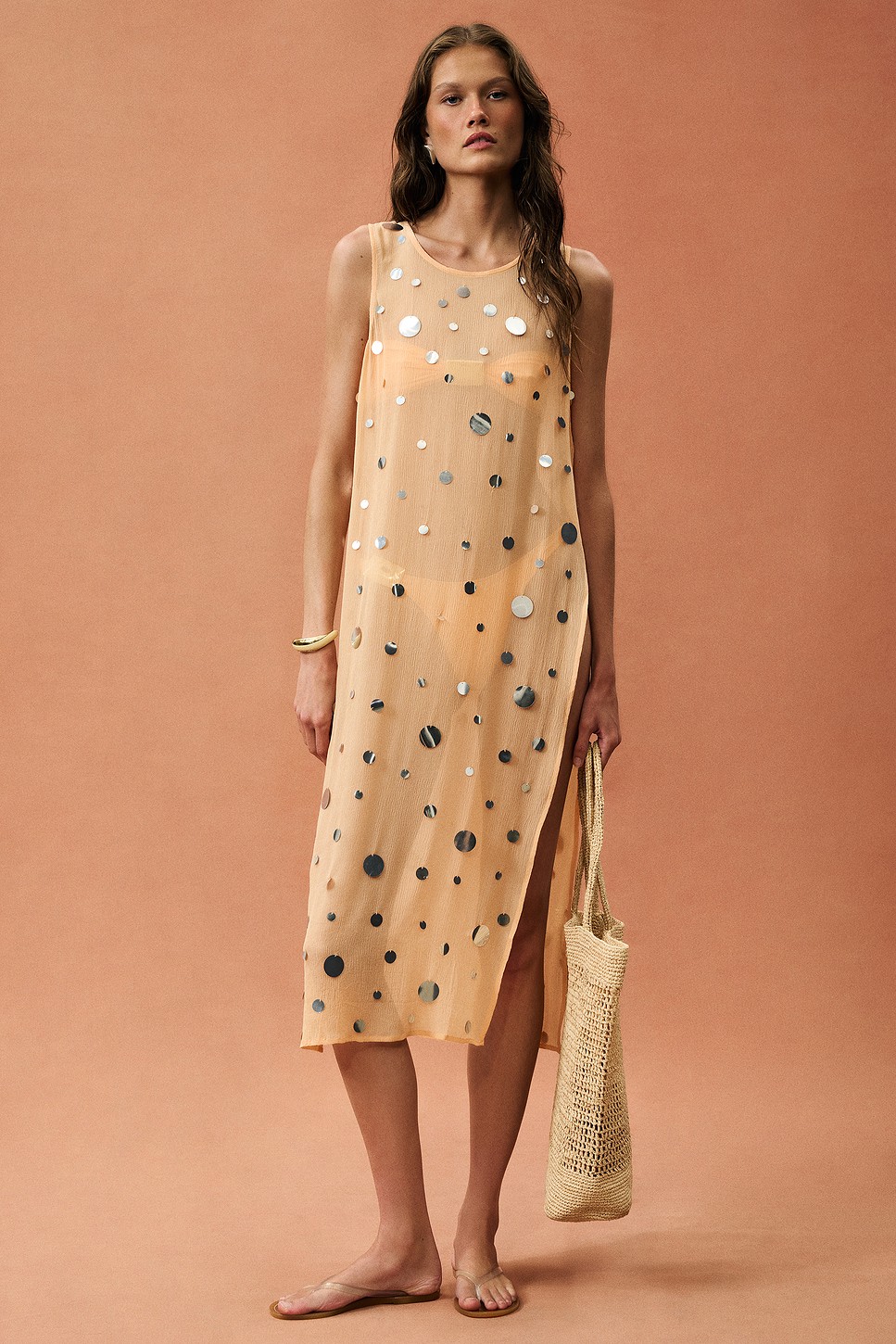 Sequin Chiffon Tunic Dress - Sheer Chiffon Tunic for OEM