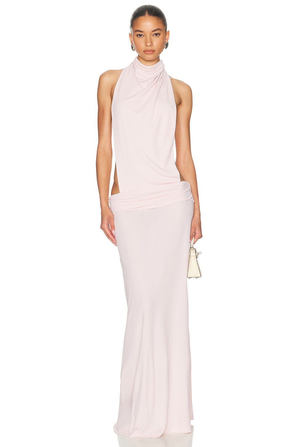 Blush Halter Backless Dress - Rayon Nylon Halter Backless for OEM