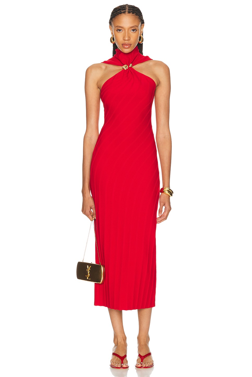 Halter Neck Ponte Midi - Gold Hardware Midi for OEM