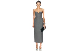 Grey Wool Bustier Dress - Wool Silk Lined Bustier Dress for OEM