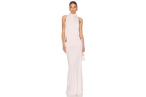 Blush Halter Backless Dress - Rayon Nylon Halter Backless for OEM