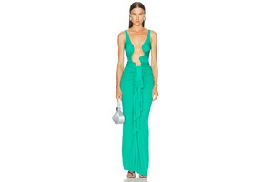 Malachite Green Viscose Drape Dress - Cut Out Viscose Drape Dress for OEM