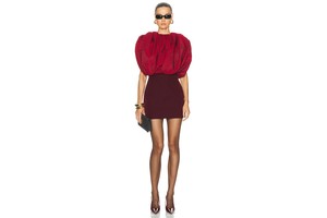 Red Silk Blend Mini Dress - Sleeveless Poplin Cocktail Mini for OEM