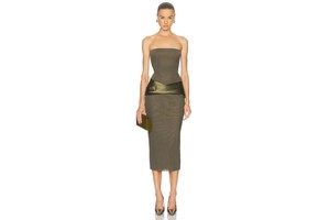 Strapless Satin Drape Dress - Boned Strapless Crepe Dress for OEM