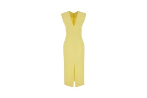 Yellow Wool Stretch Crepe Dress - Wool Crepe Dress for OEM