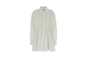 White Cotton Poplin Shirt Dress - White Poplin Shirt Dress for OEM