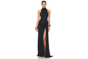 Black Viscose Column Gown - Viscose Column Gown for OEM