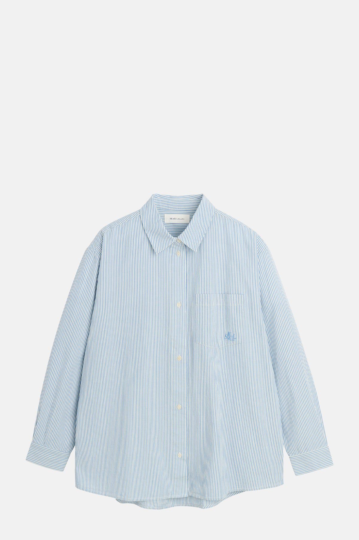 Light Blue Striped Cotton Poplin Shirt - Oversized Oxford Shirt for OEM