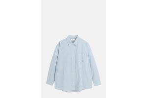 Light Blue Striped Cotton Poplin Shirt - Oversized Oxford Shirt for OEM