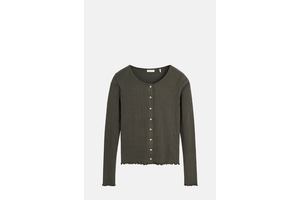 Dark Green Pointelle Cotton Cardigan - Slim Fit Knit Cardigan for OEM
