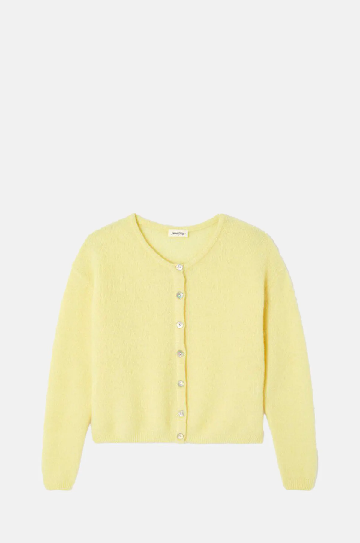 Lemon Yellow Alpaca Wool Cardigan - Mother of Pearl Button Knit for OEM