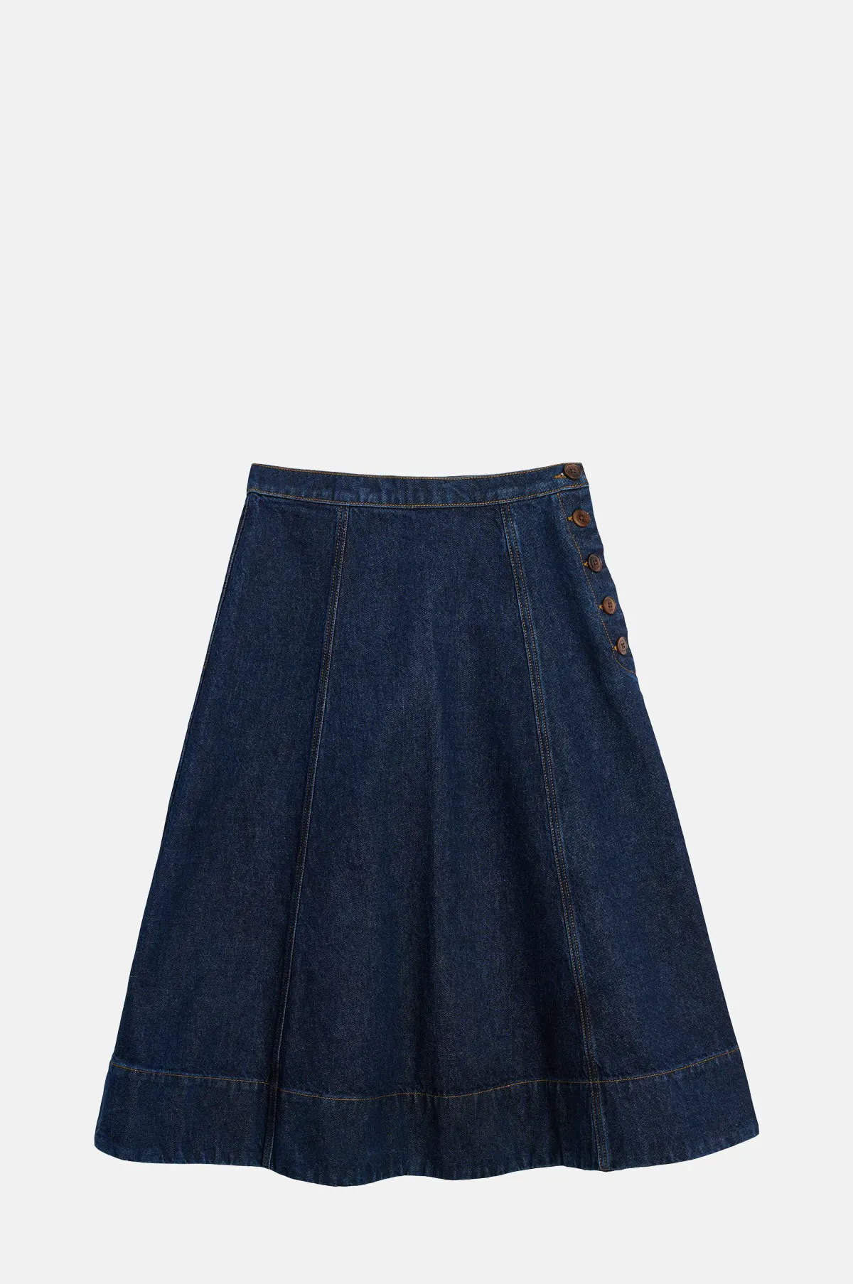 Indigo Organic Cotton Denim Skirt - Side Button for OEM