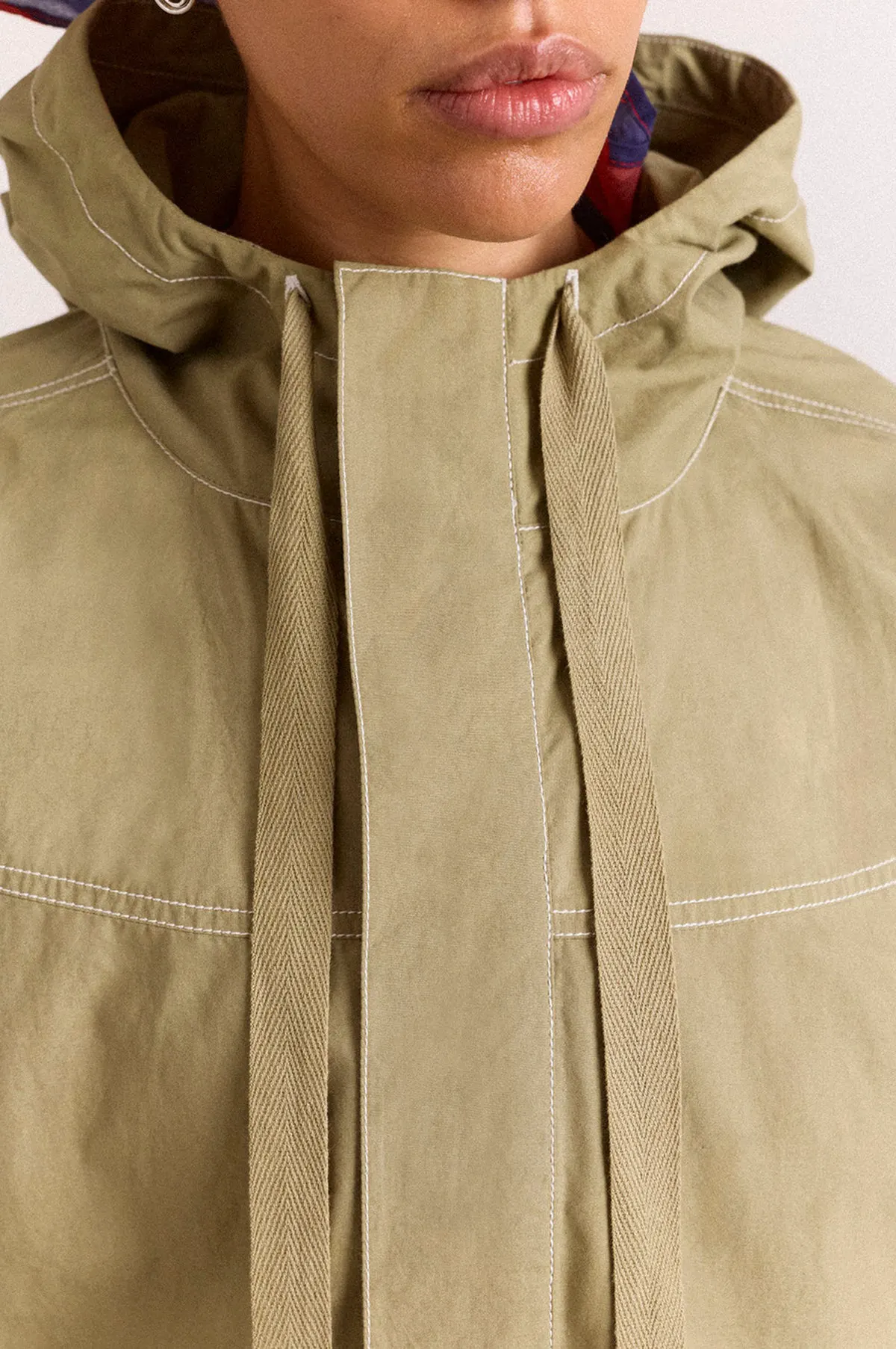 Sage Organic Cotton Hooded Jacket - Zip Through Tie Hem Top for OEM