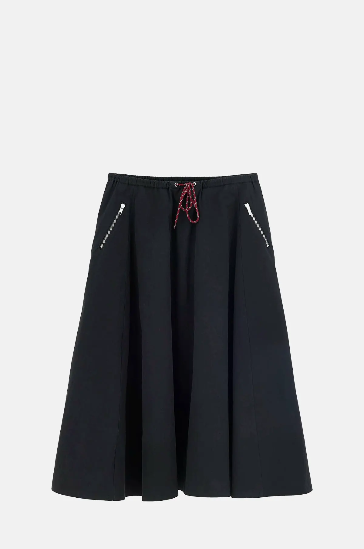 Black Cotton Drawstring Skirt - Zipped Pockets for OEM
