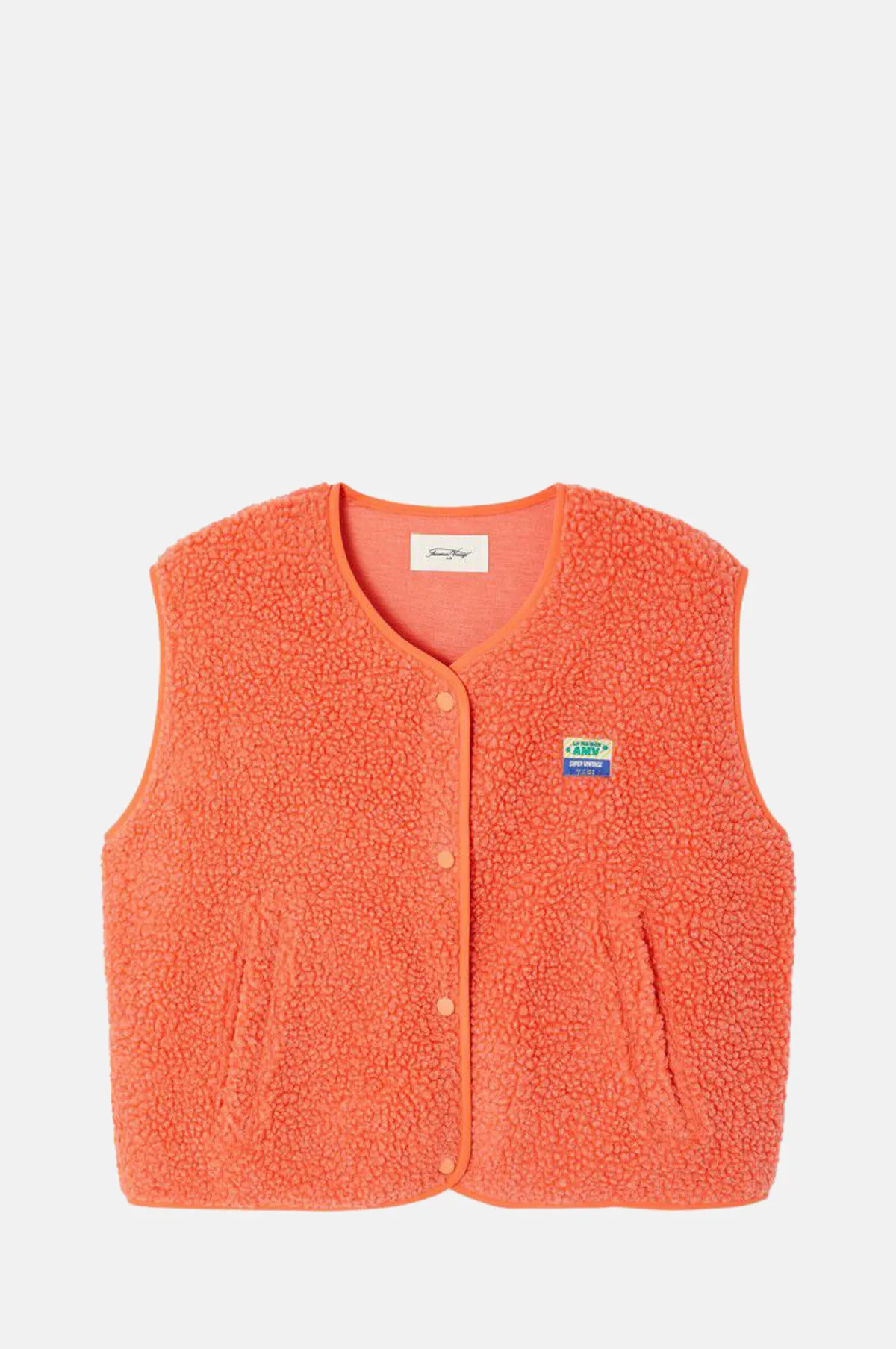Orange Polyester Fleece Vest - Padded Boxy Sleeveless Gilet for OEM