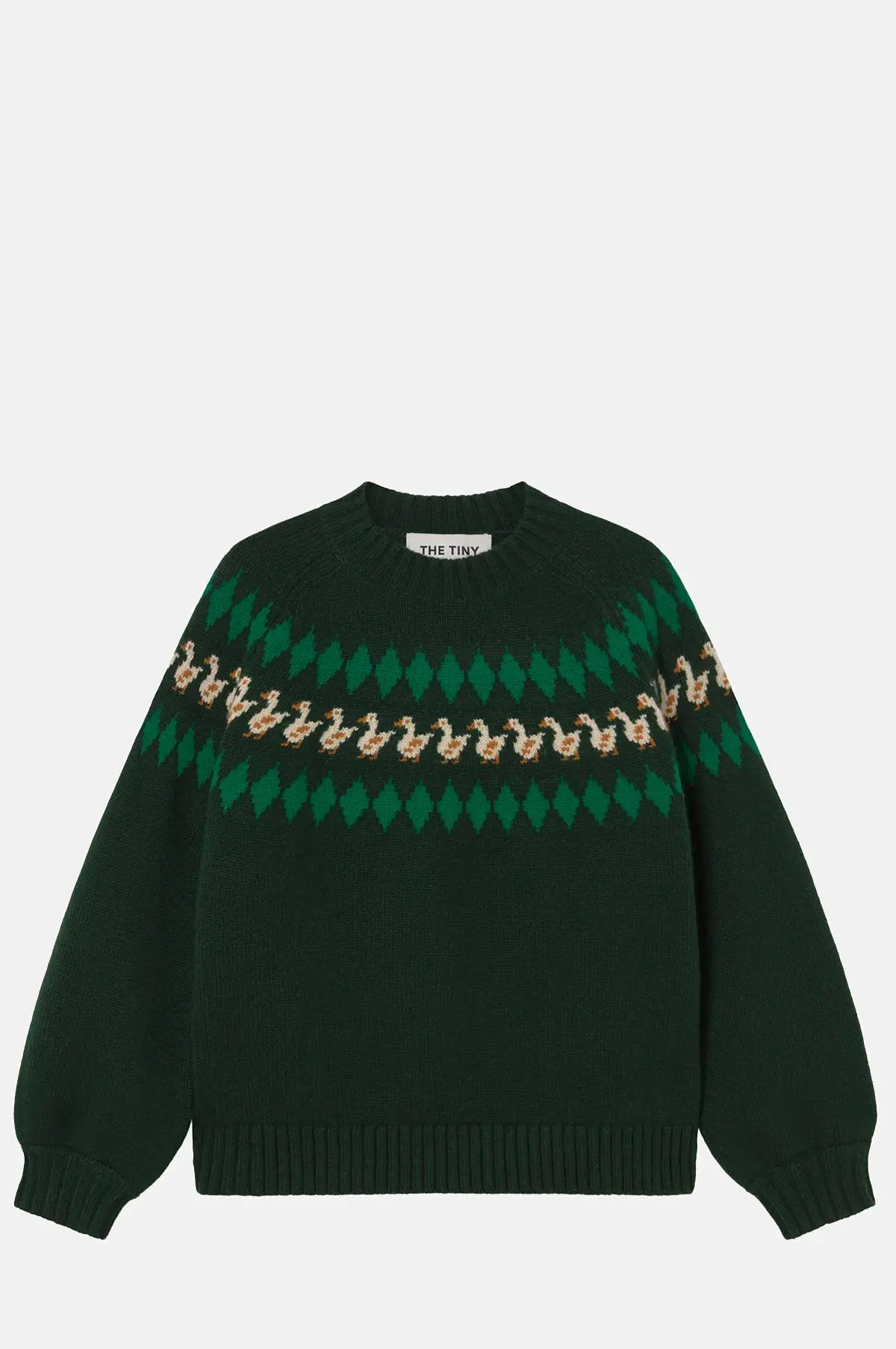 Ink Blue Merino Wool Sweater - Jacquard Raglan for OEM