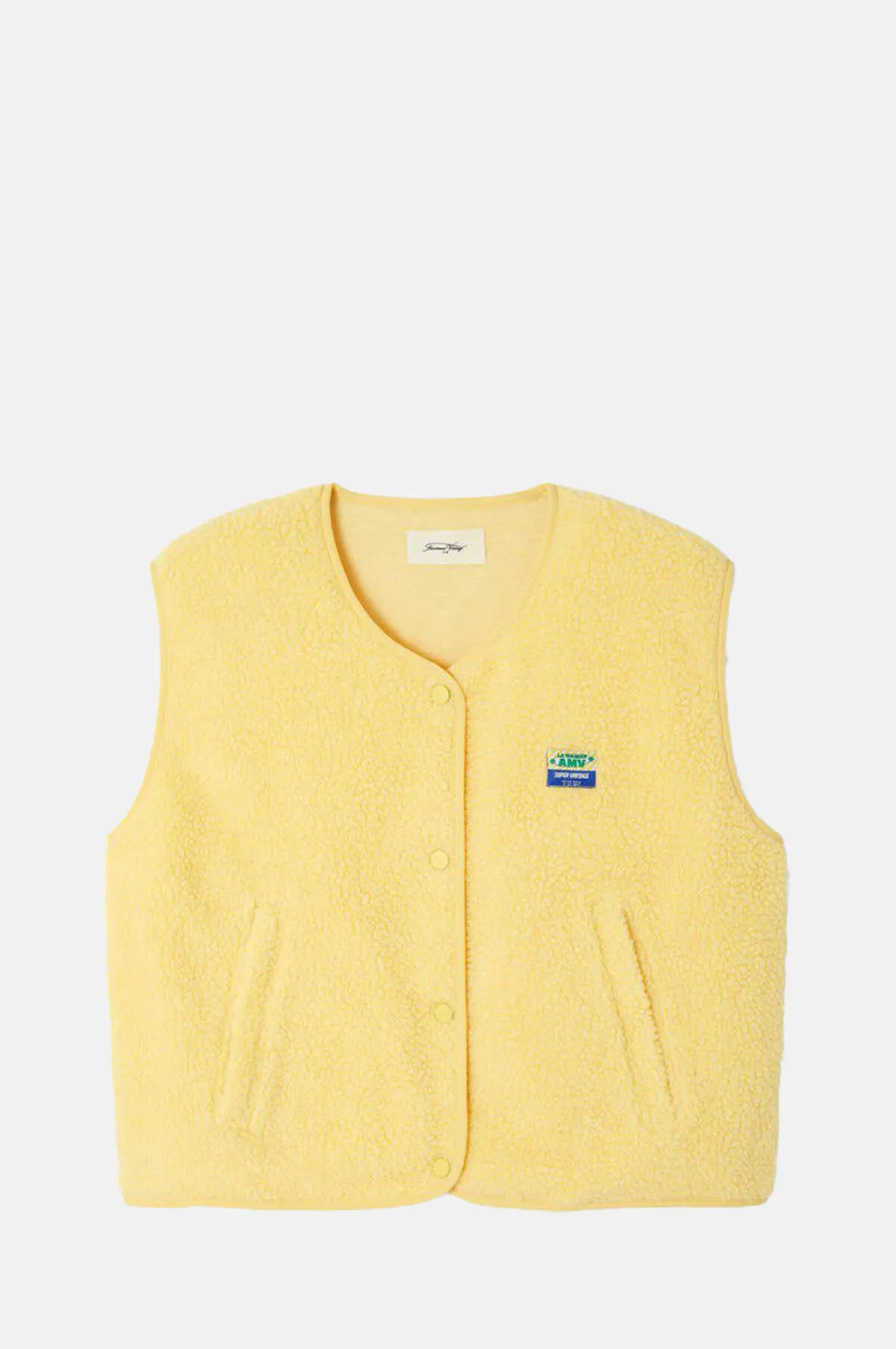 Yellow Polyester Fleece Vest - Padded Boxy Sleeveless Gilet for OEM