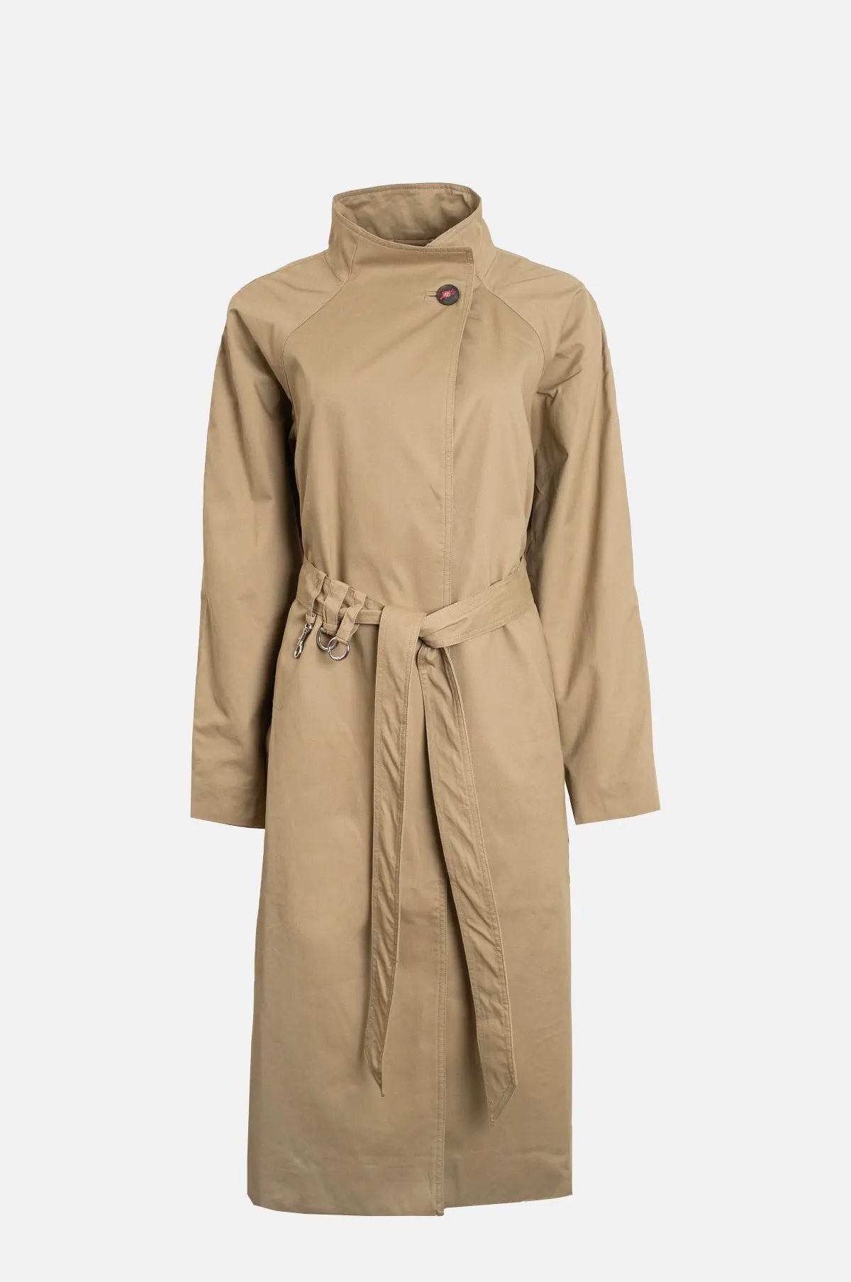 Barley Check Cotton Trench Coat - Mid Length Belted Coat for OEM