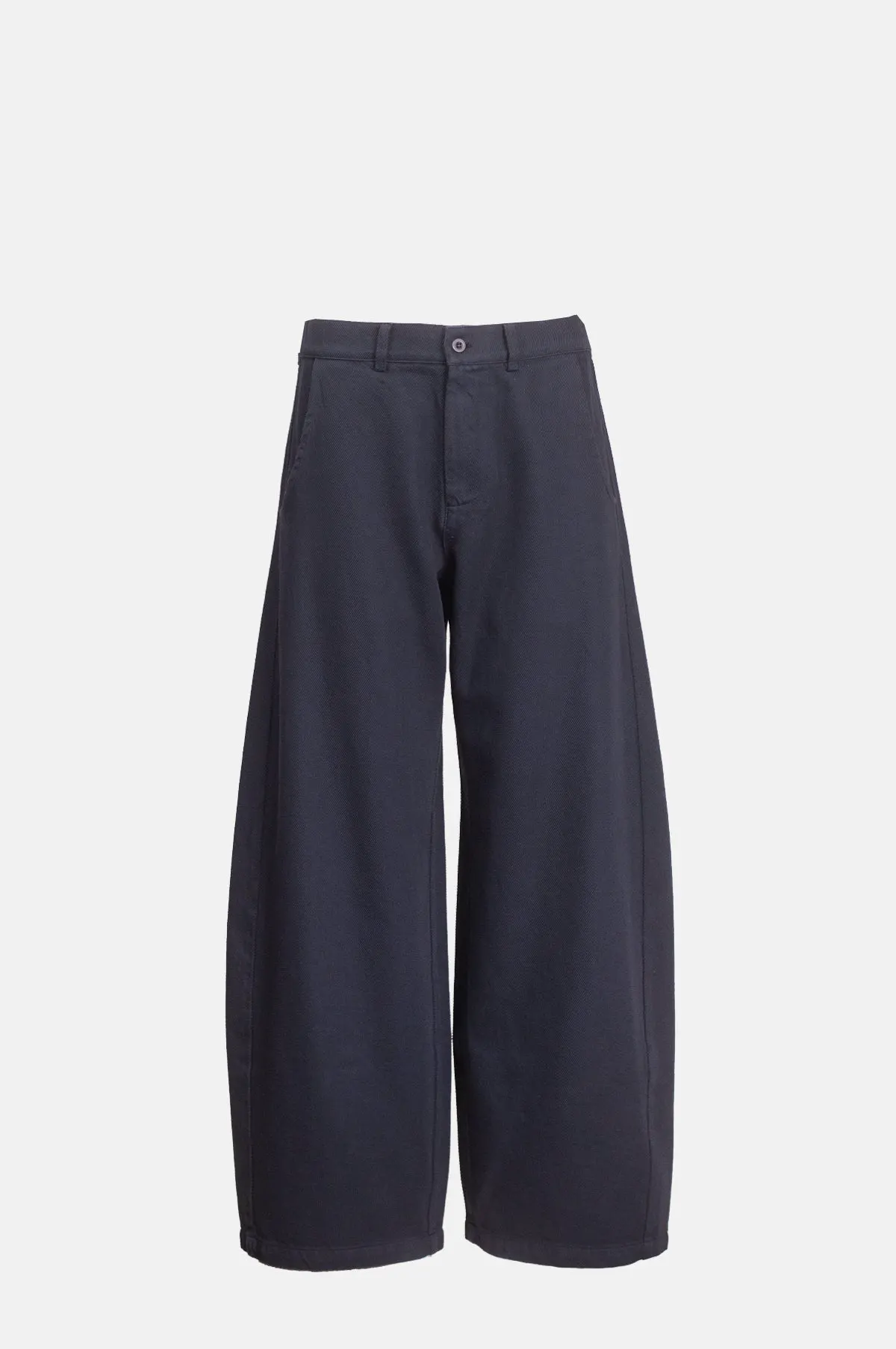 Navy Wide Leg Cotton Twill Trousers - Half Elasticated Waist Pant for OEM