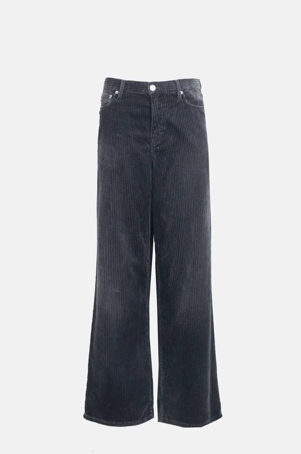 Grey Corduroy Wide Leg Jean - High Rise Cotton Modal for OEM