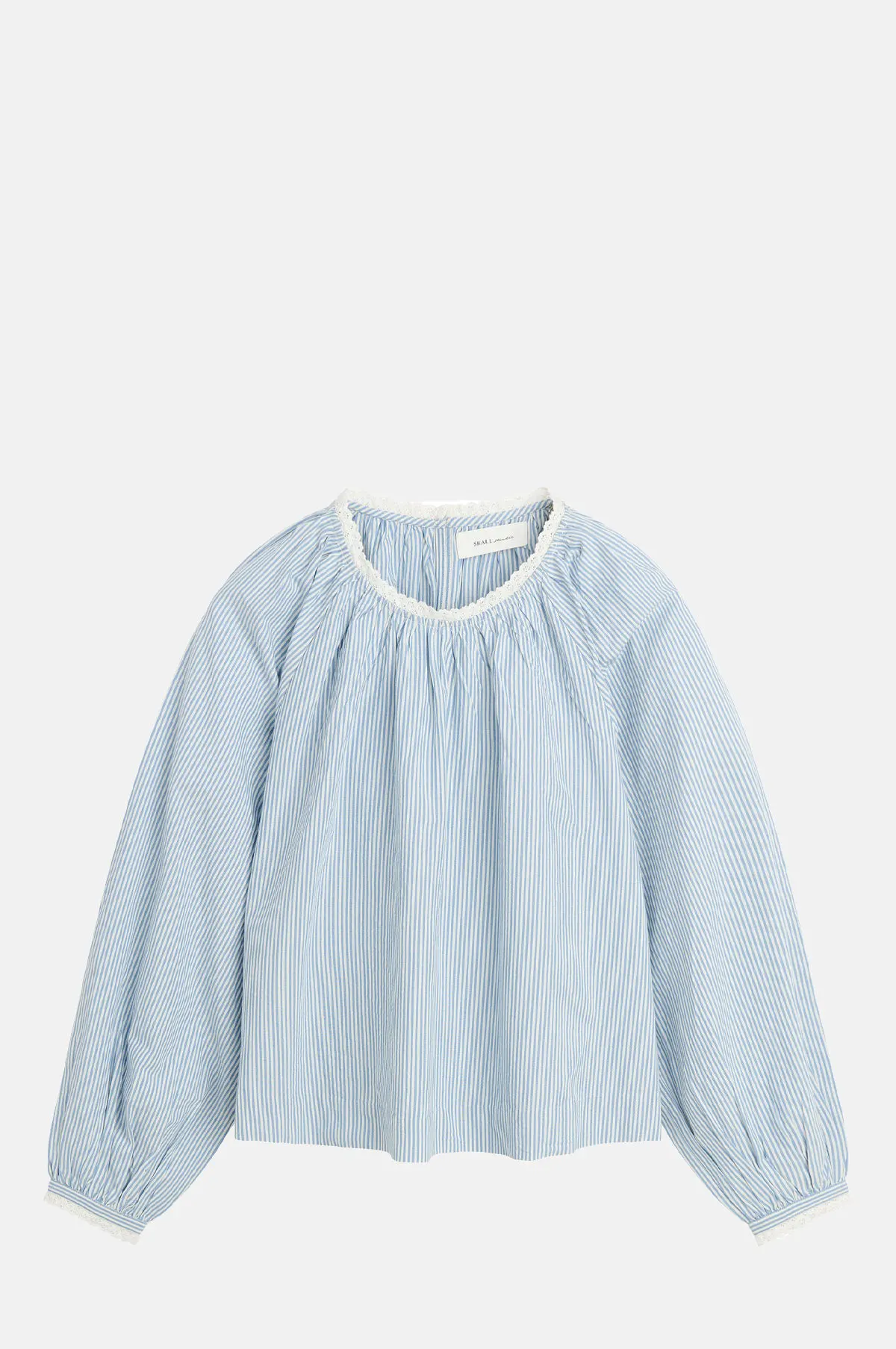 Striped Organic Cotton Blouse - Balloon Raglan Sleeve for OEM
