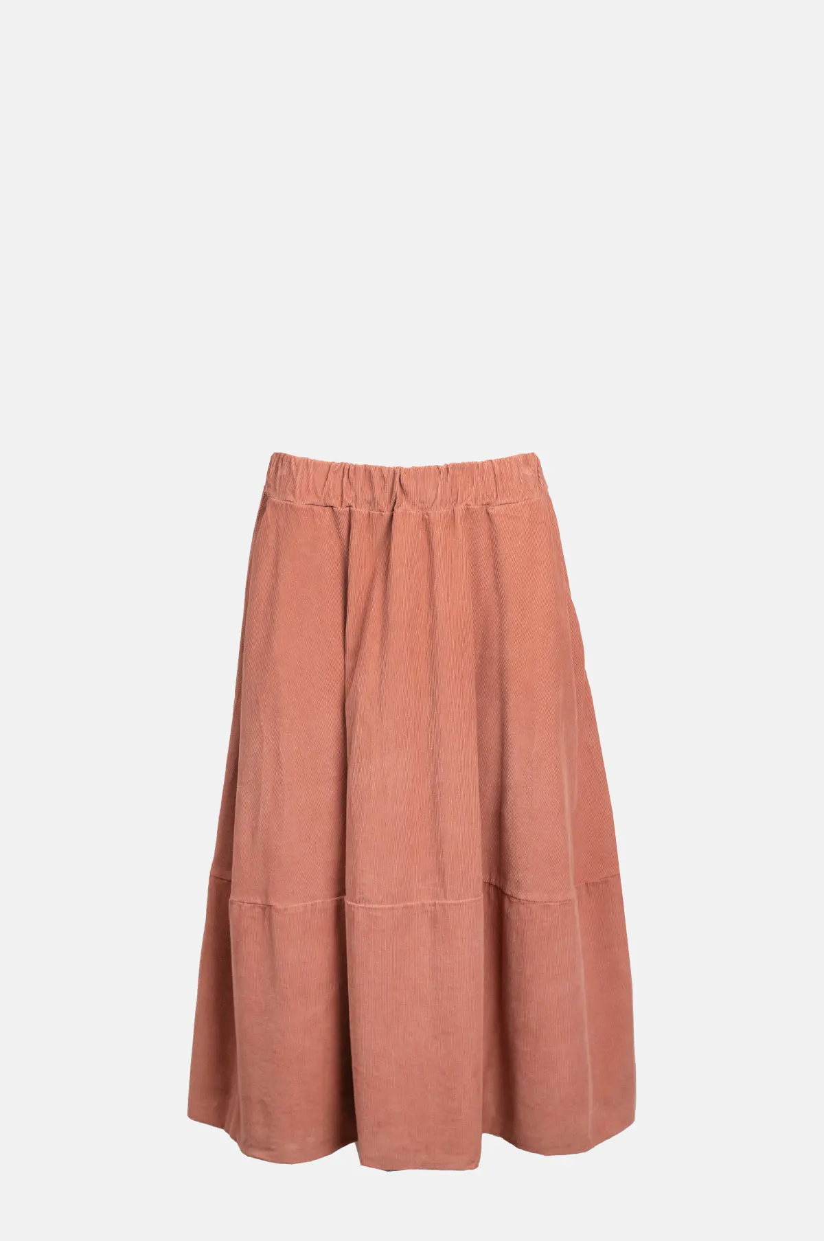 Dusky Pink Corduroy Midi Skirt - Elastic Waist A-Line Skirt for OEM