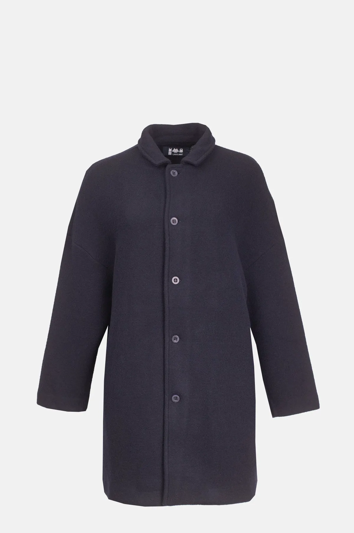 Navy Felted Virgin Wool Jacket - Dropped Shoulder Coat for OEM
