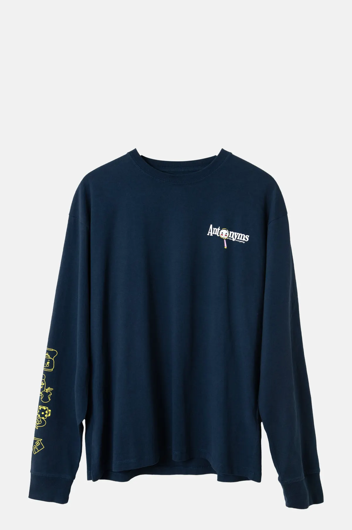Navy Organic Cotton Graphic Tee - Oversized Boxy Long Sleeve for OEM