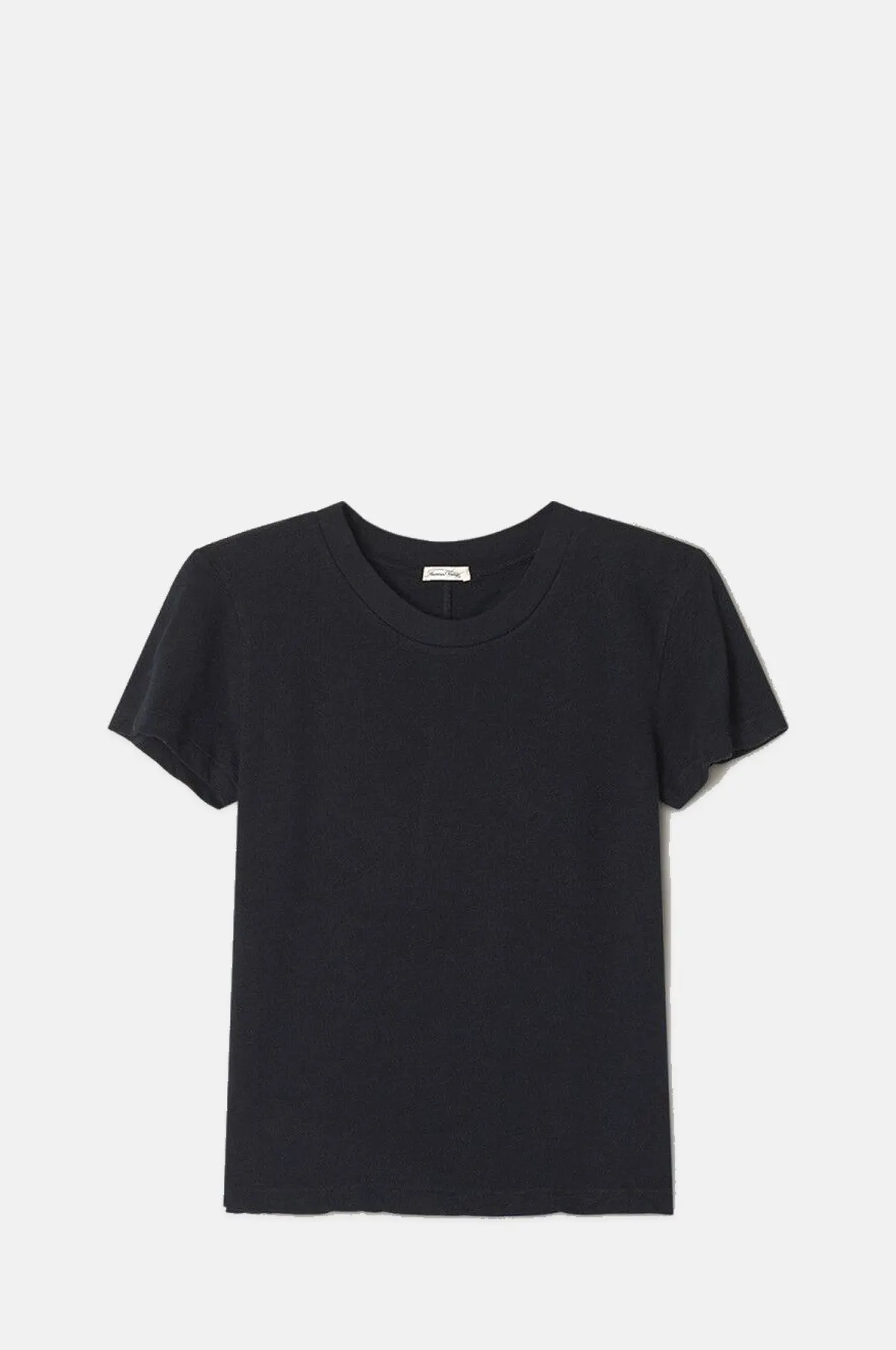 Black Cotton Straight Fit Tee - Thick Collar Short Sleeve for OEM