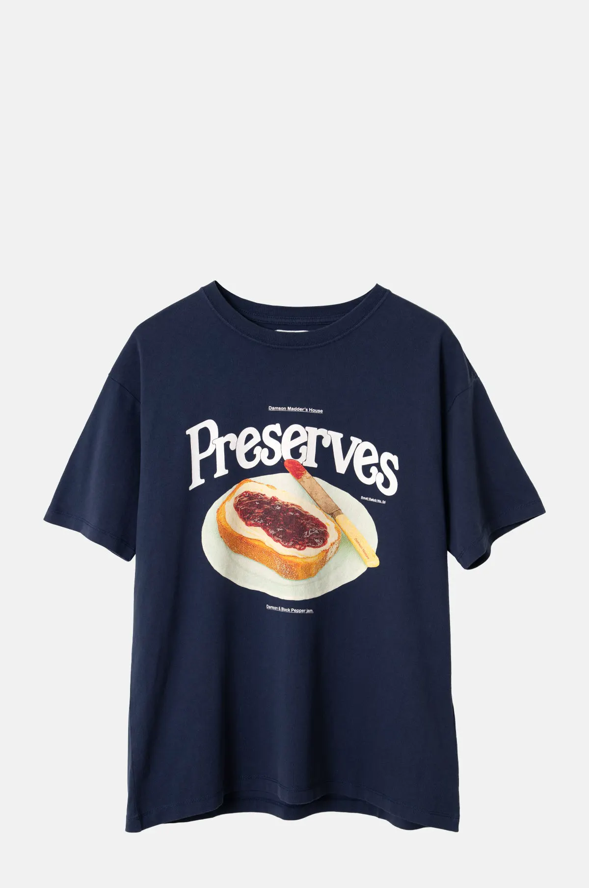 Dark Blue Organic Cotton Graphic Tee - Oversized Short Sleeve for OEM