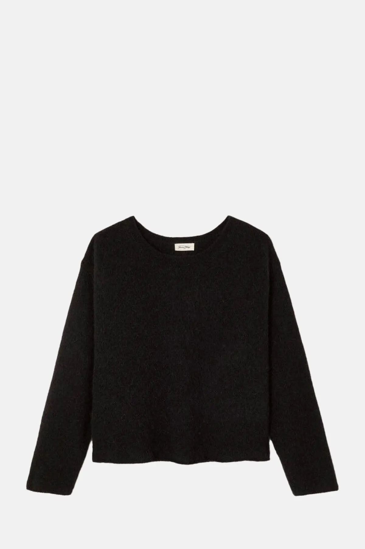 Black Alpaca Wool Oversized Knit - Dropped Shoulder Boat Neck Jumper for OEM