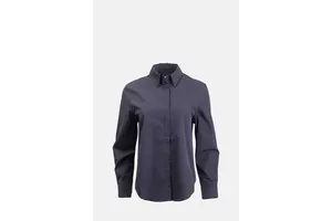 Navy Cotton Poplin Shirt - Covered Placket Blouse for OEM