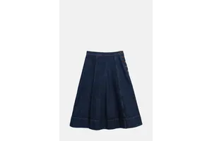 Indigo Organic Cotton Denim Skirt - Side Button for OEM