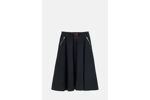 Black Cotton Drawstring Skirt - Zipped Pockets for OEM